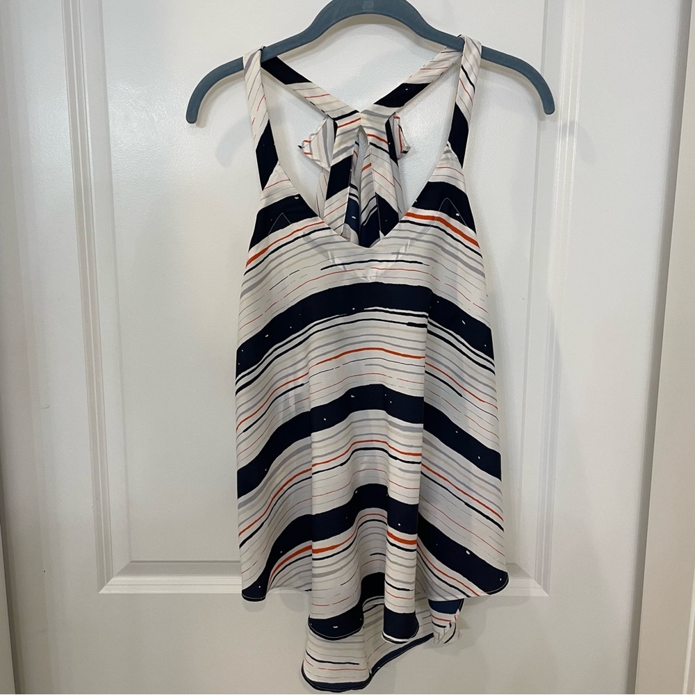 5/$25 BCBGENERATION Striped Scoop Ruffle Back Tank Top - Size M